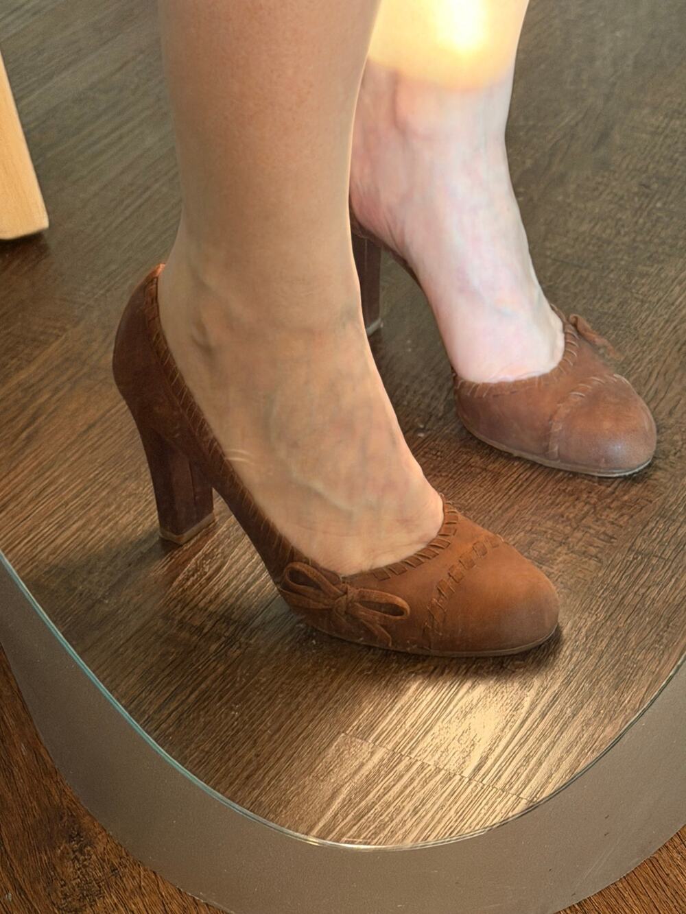Christian Dior Vintage Brown Leather Bow Pumps Heels EU 38 US Made in Italy